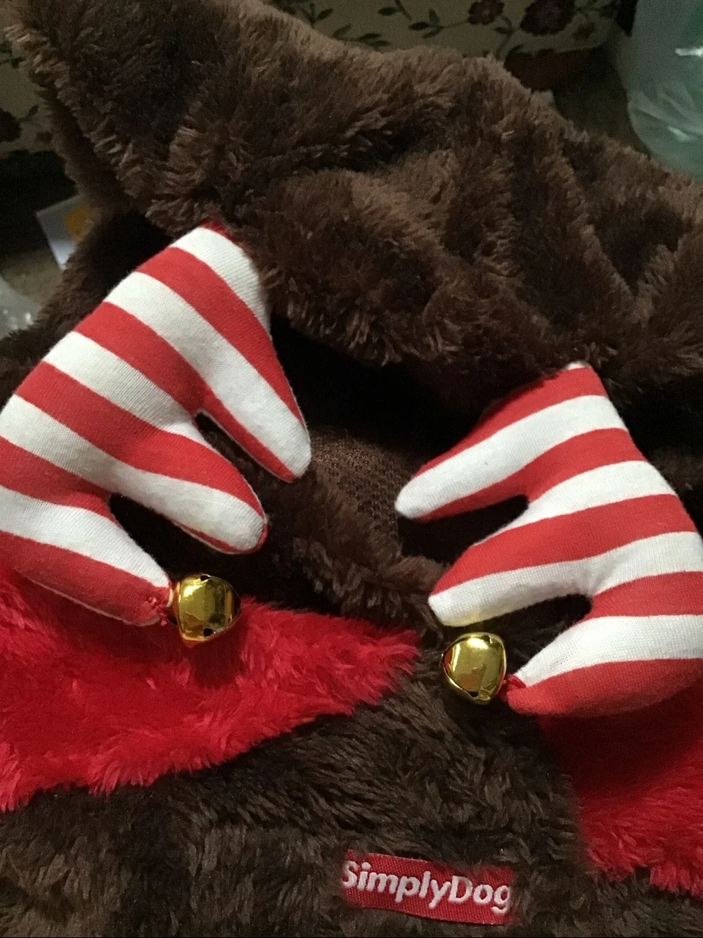 Holiday Time Large Dog Red Nose Candy Cane Antlers Pet Costume NWT